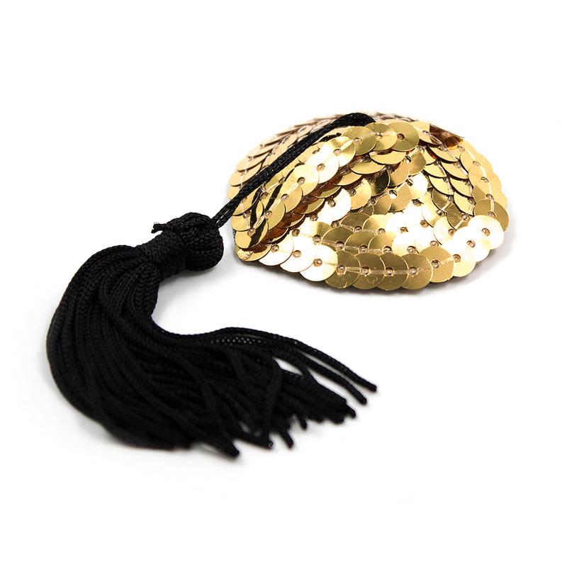 LATETOBED BDSM LINE HEART NIPPLE COVER WITH GOLD SEQUINS