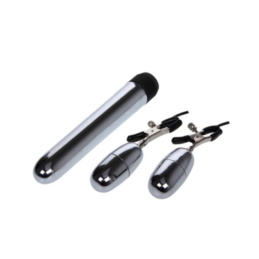 PRETTY LOVE VIBRATING BULLET AND NIPPLE CLAMPS WITH VIBRATION SET