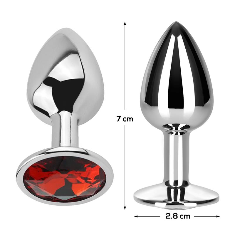 AFTERDARK BUTT PLUG WITH JEWEL RED RUBBY SIZE S ALUMINIUM