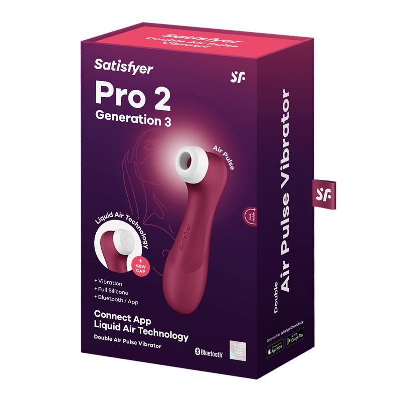 SATISFYER PRO 2 GENE 3 LIQUID AIR TECHNOLOGY SUCTION AND VIBRATION APP CONNECT WINE RED